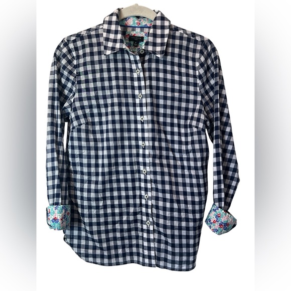 Talbots Tops - Talbots Women's Floral and Checkered Long Sleeve Button up Size P Petite Preppy